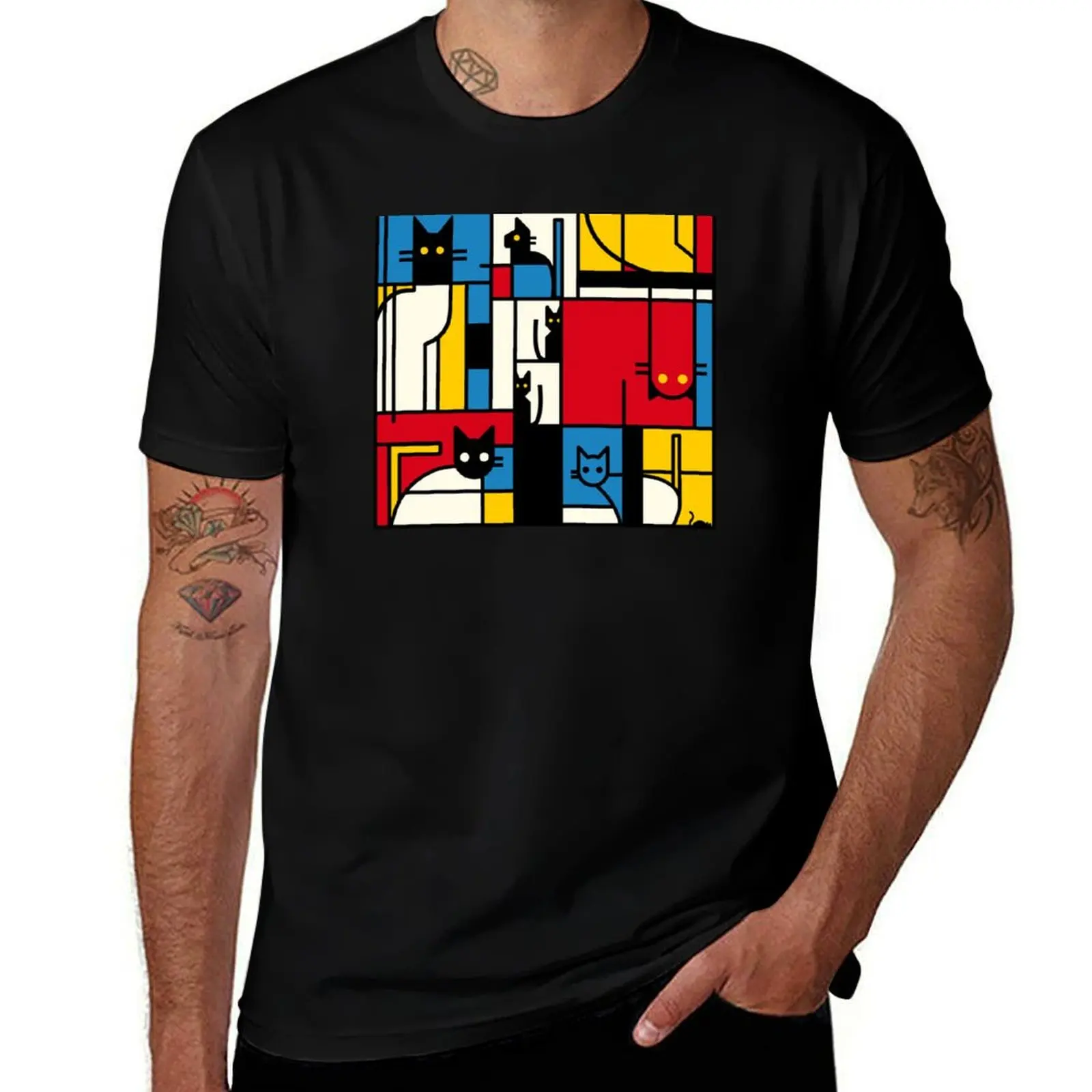 

The Mondrian Cats by Tobe Fonseca T-Shirt t shirt men 100% cotton luxury brand t shirt personalised man t shirt summer T-Shirt