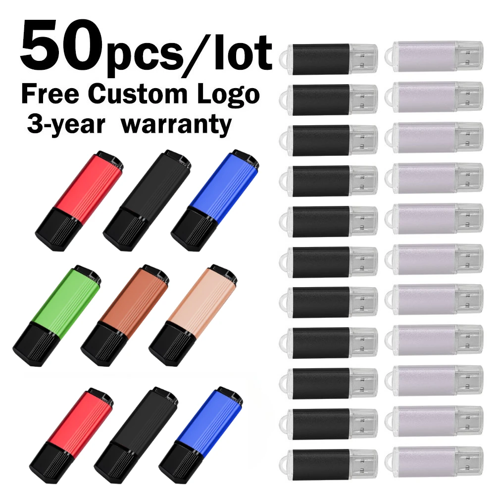

50 шт. USB-флеш-накопители, флешка с возможностью нанесения логотипа, устройство хранения данных, флеш-накопитель, 128 ГБ, 64 ГБ, 32 ГБ, миниатюрный металлический, оптом