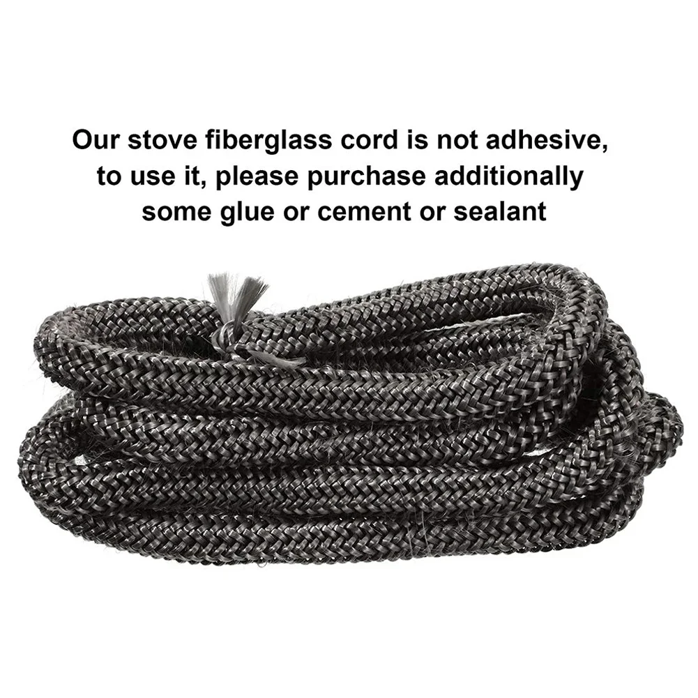 

2M 25mm Fiberglass Rope Seal Black Stove/Fire Rope Wood Burning Stove Log Burner Door Seal High Temperature Fireproof