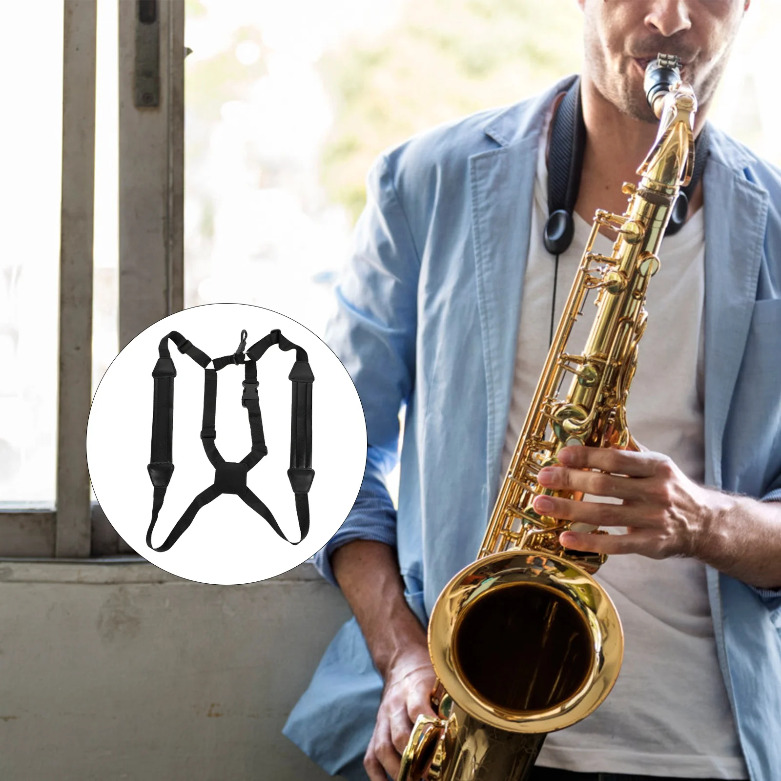 

Saxophone Double Shoulder Strap Harness Comfortable Adjustable Cowhide Accessories Practical Load-bearing Concerts Instruments