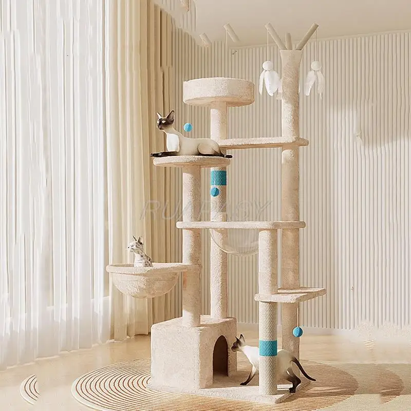 

Multi-Level Cat Climbing Shelf Cat Tree Villa Post Condo Cat Shelf Scratching Post Supplies Jumping Platform Perch Nest Tower