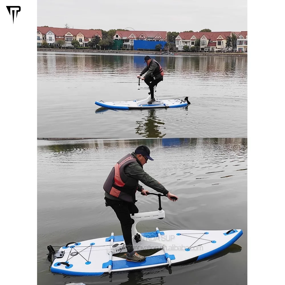

JTRDA New Collection Pontoons Inflatable Water Bike Single Board 1 Person Water Recreation Pedal Bike