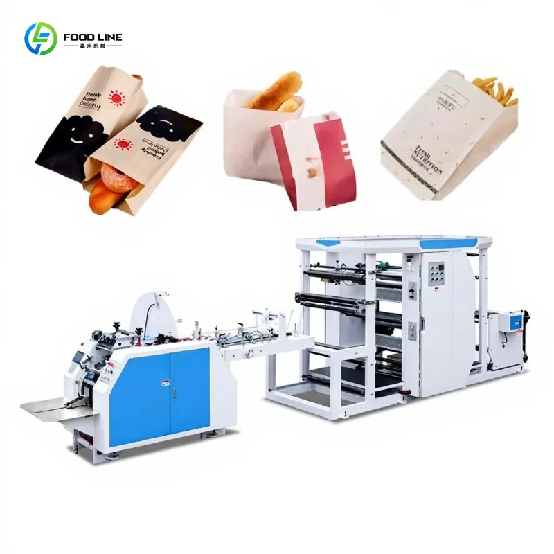 Automatic High-Speed V-Bottom Paper Bag Making Machine, Multi-Layer Kraft Paper Equipment for Food Packaging