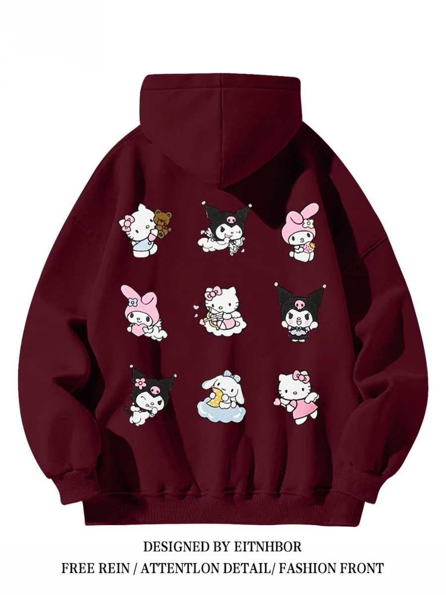 

Silver Fur Hoodie Couple Matching Autumn Winter Casual Loose Men's T-irt Cartoon Print Streetwear Sle Polyester Cotto...