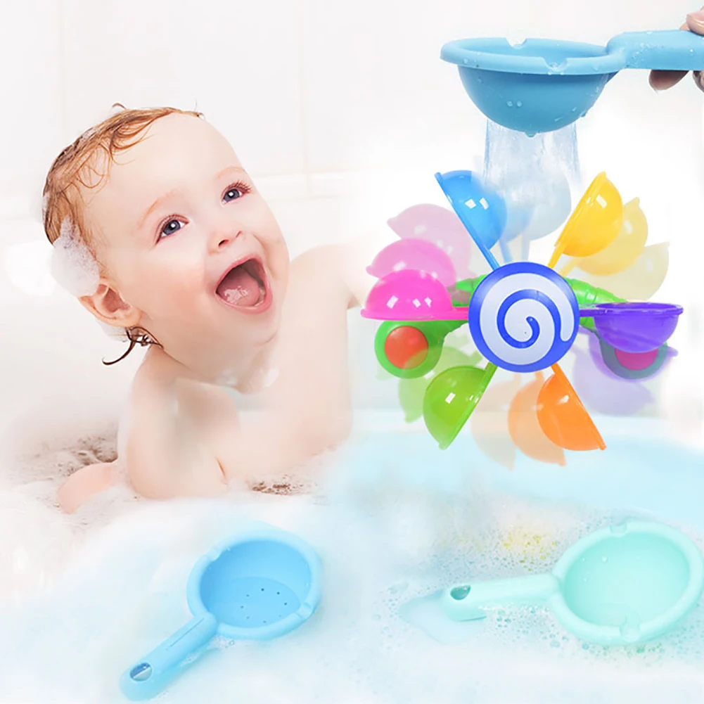 Colorful Waterwheel Bathing Sucker Baby Bath Toys vasca da bagno Water Spray Play Set doccia Sprinkler Toy For Kids Toddler Children