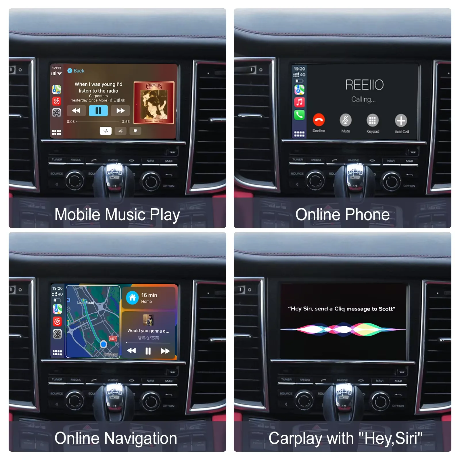 REEIIO Draadloze Carplay Android Auto Module voor Porsche Panamera Cayenne Macan Cayman Boxster 911 718 Ondersteuning Reverse Camera