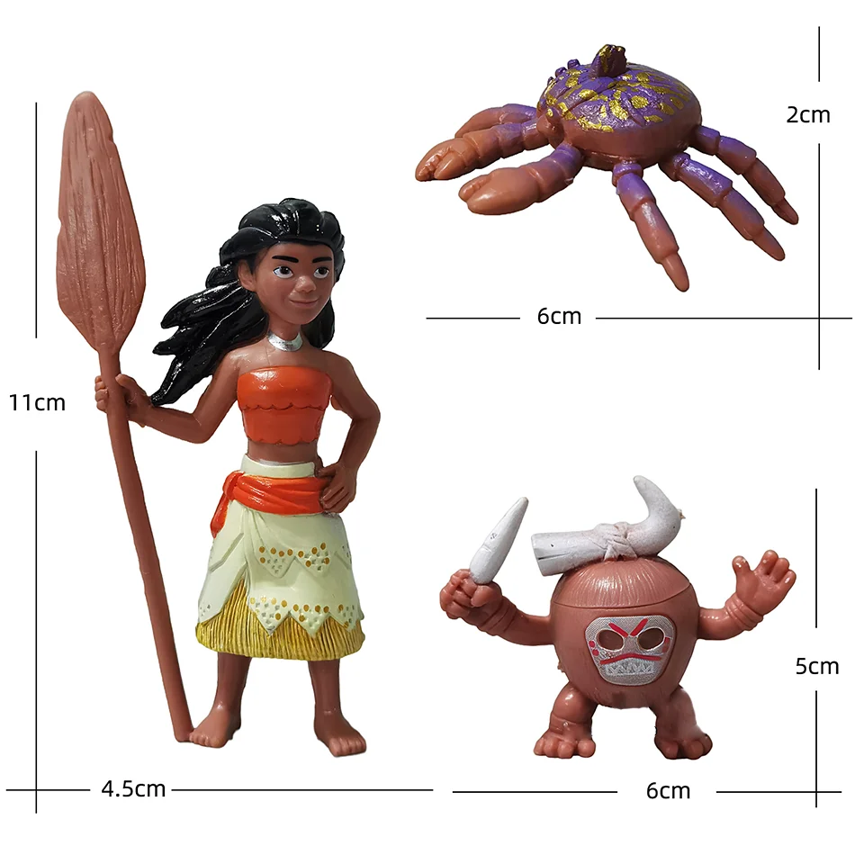 6/10pcs/set 6-12cm Moana Princess Maui Chief Tui Tala Heihei Pua Action Figure Brinquedo Toys For Children New Year Gift