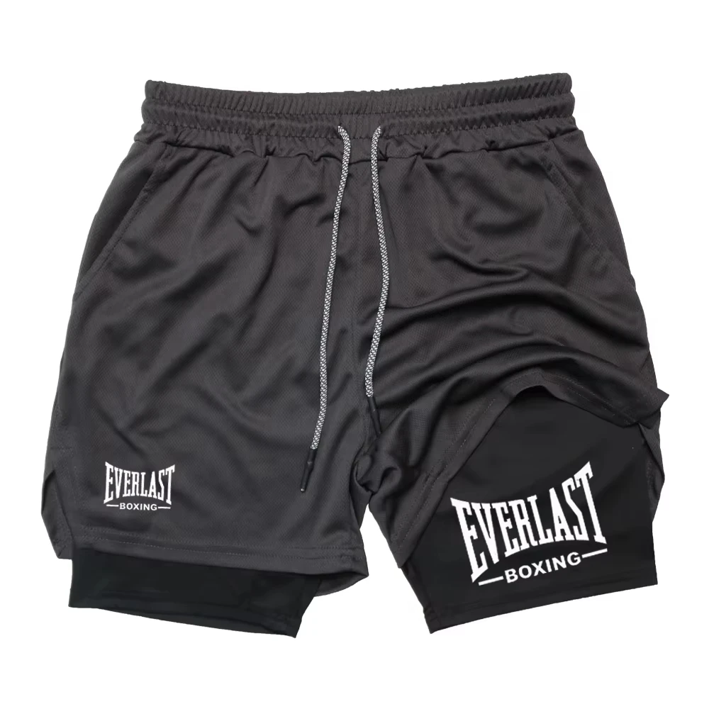 

Мужские компрессионные спортивные шорты 2 в 1 с принтом EVERLAST, быстросохнущие, для фитнеса, баскетбола и тренировок ZY00116
