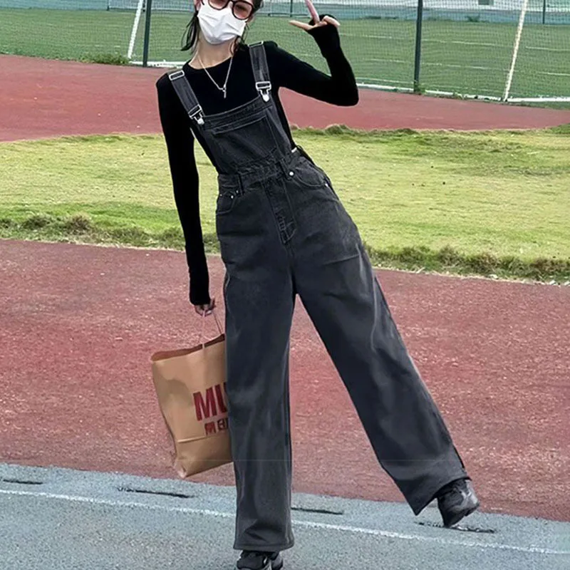 

New Design Sense Women Split Denim Overalls Autumn Winter, Large-sized Denim Jumpsuits Female Casual Denim Overalls Jumpsuit 5XL