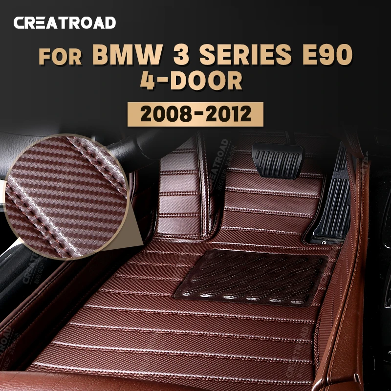 Custom Carbon Fibre style Floor Mats For BMW 3 Series E90（4-Door）2008-2012 09 10 11 Foot Carpet Auto Interior Accessories