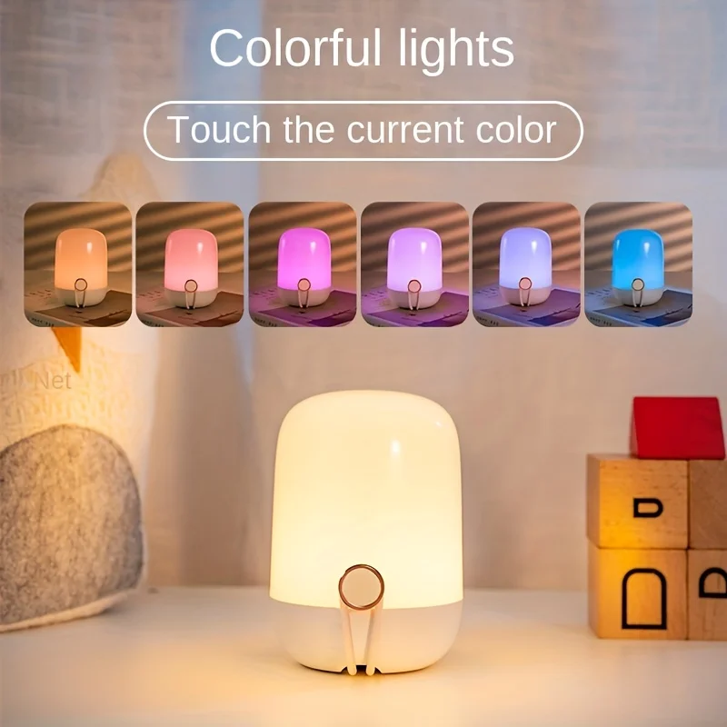 USB Charging Portable LED Night Light, Creative Bedside Light, Warm Light, Remote Control, Desk Light, 7 Colors