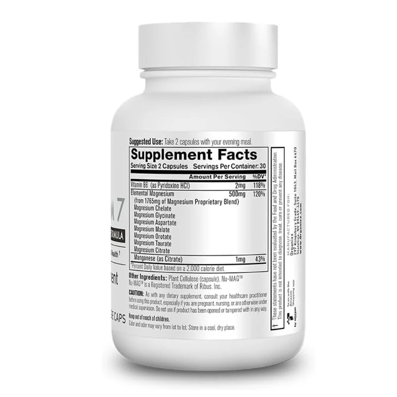 Magnesium supplement, used to support sleep and muscle recovery, containing vitamin B6 and manganese citrate and glycine