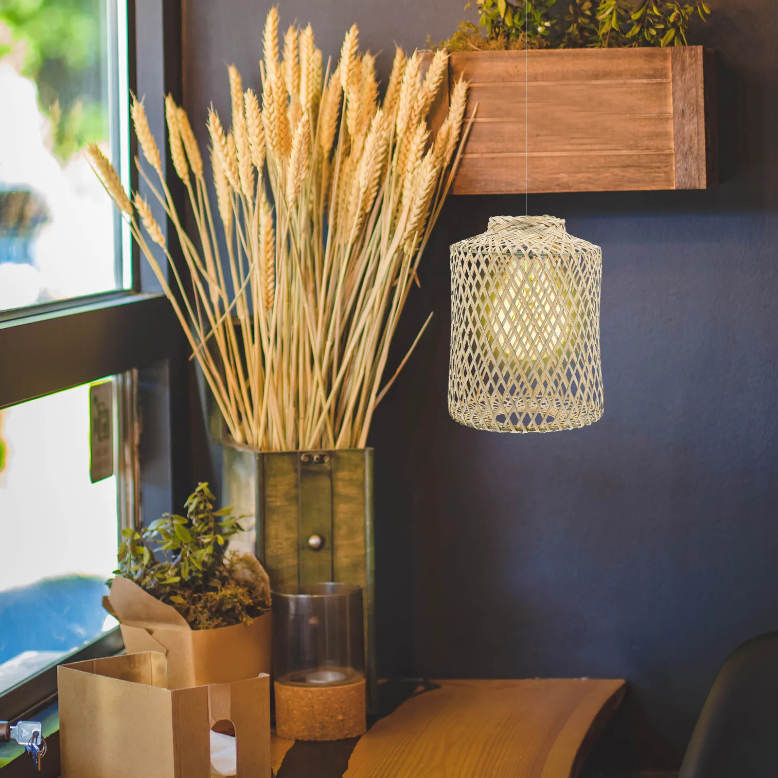 

Bamboo Lamp Shade Rustic Woven Hanging Lamp Cover for Home Hotel Restaurant Decorative Pendant Light Shade Ceiling Lights Cover