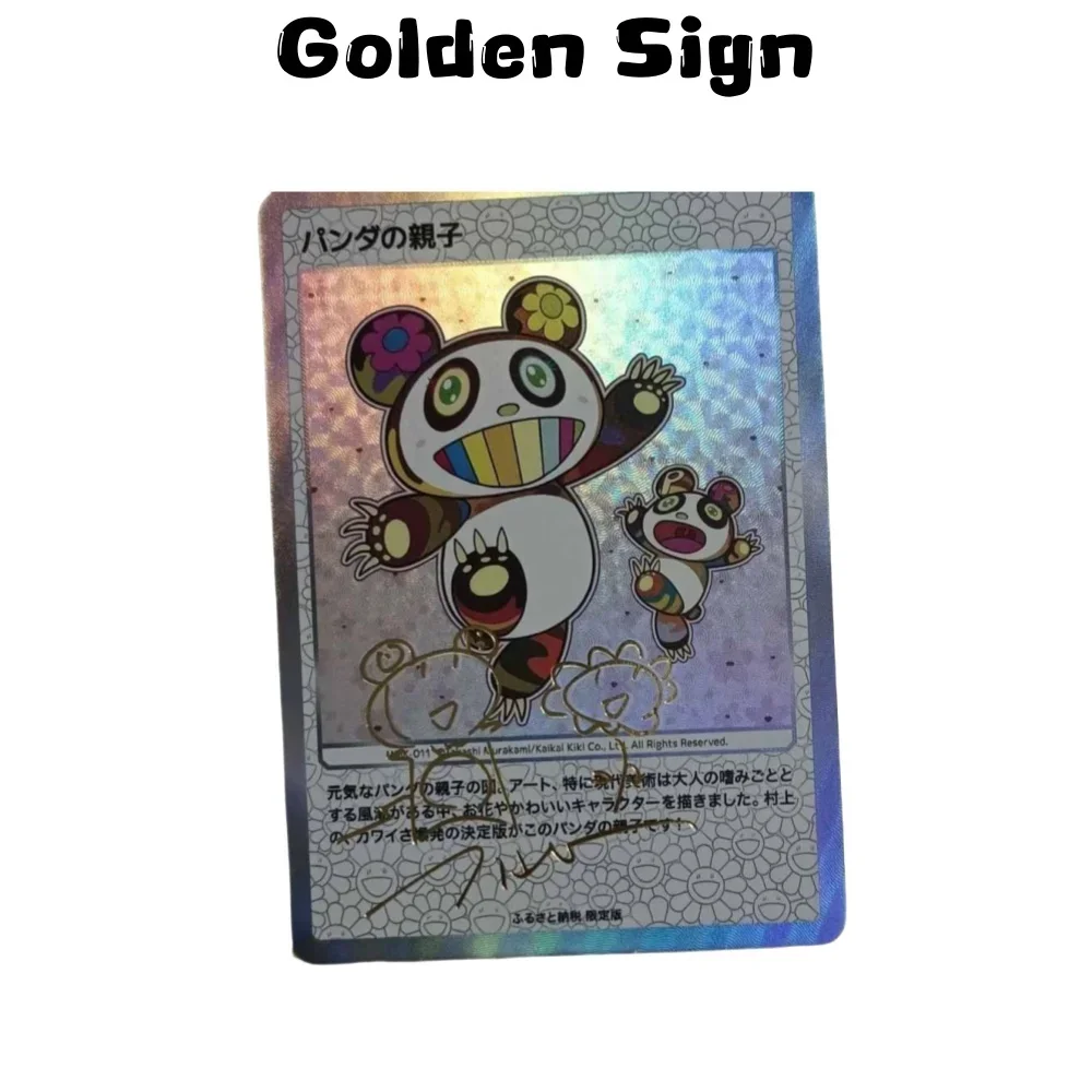 

DIY Original Panda Parent Child Series Golden Sign Flash Card Anime Peripheral Game Collection Card Holiday Gift for Children