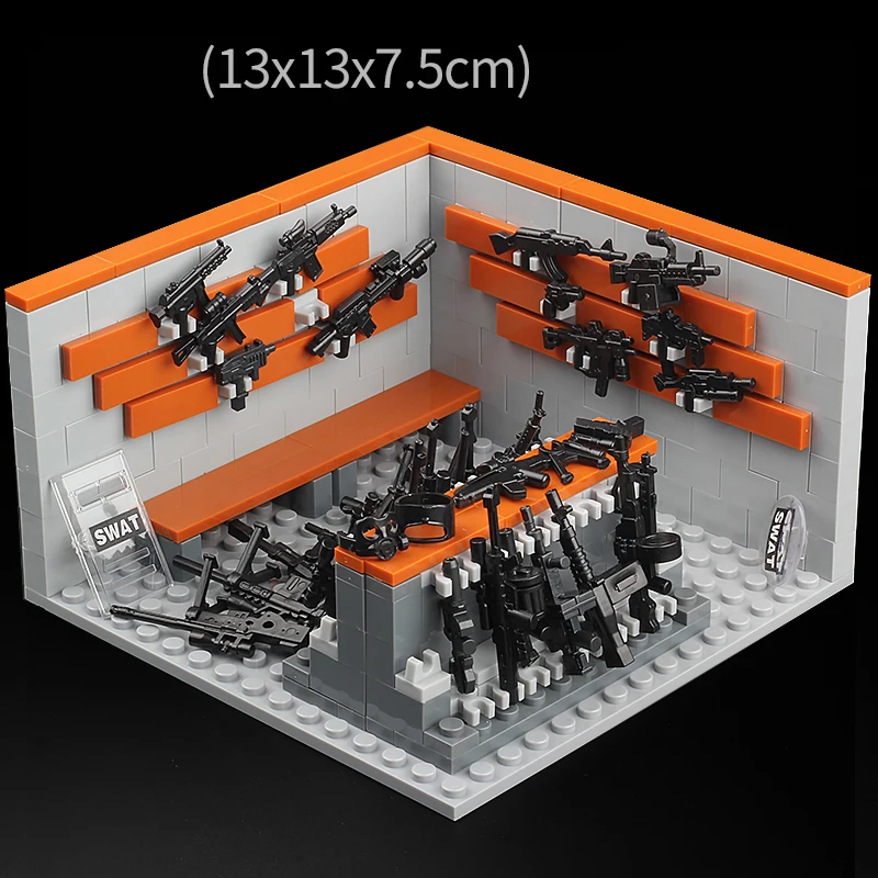 MOC City SWAT Special Forces Police Weapons Armory Building Blocks Military Equipment Firearms Model Arsenal DIY Bricks Toys