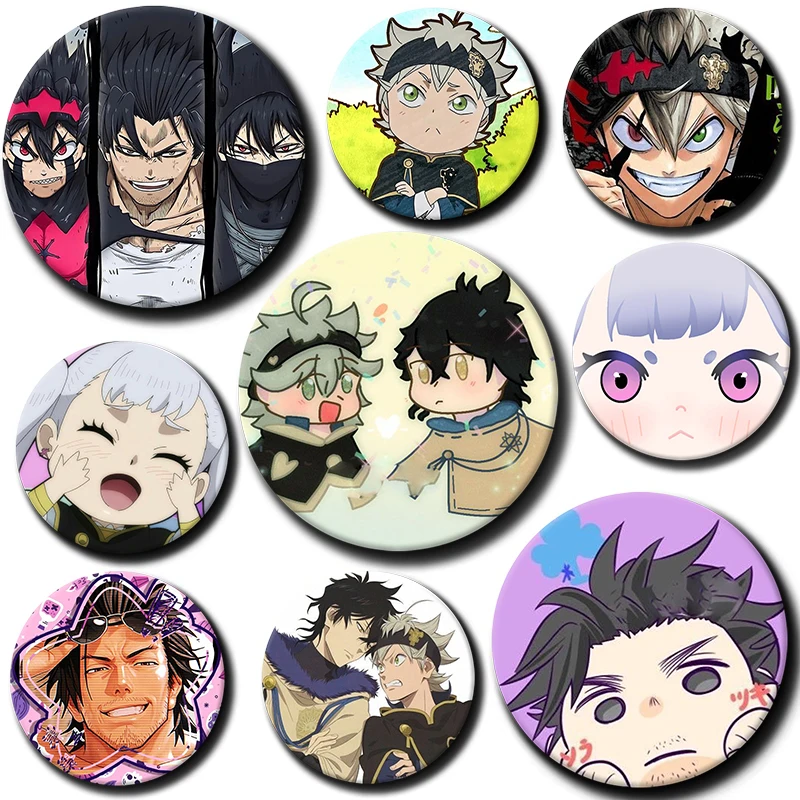 58mm Anime Cute Asta Yuno Yami Sukehiro B-Black Clover Button Pin Funny Cartoon Badge Round Brooch Backpack Clothes Jewelry Gift