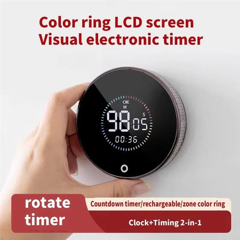 

Y45A-Color Screen Timer Magnetic LED Silent Rechargeable Multifunctional For Kitchen Beauty Exercise Time Reminder