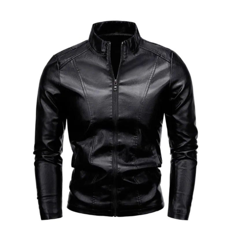 

Верхняя одежда, модная повседневная кожаная куртка большого размера с лацканами, мужское кожаное пальто среднего возраста, зимнее утепленное однотонное пальто на флисовой подкладке