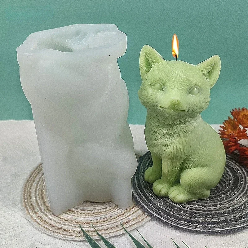 Sitzende Katze Silikon Kerze Form Nettes Kätzchen Seife Gips Harz Zement Ton Form DIY Schokolade Eis Kuchen Backen Werkzeuge Hause Geschenk