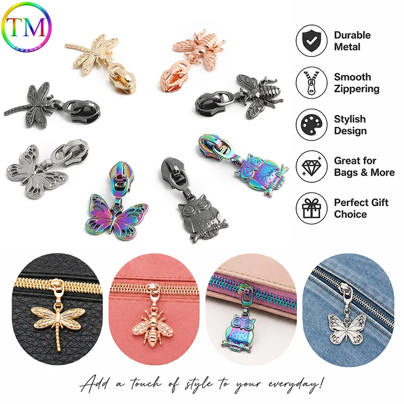 

10/30pcs #5 Nylon Zipper Sliders Dragonfly Design for Bags Clothes Backpack Zip Repair Replacement Puller DIY Accessories