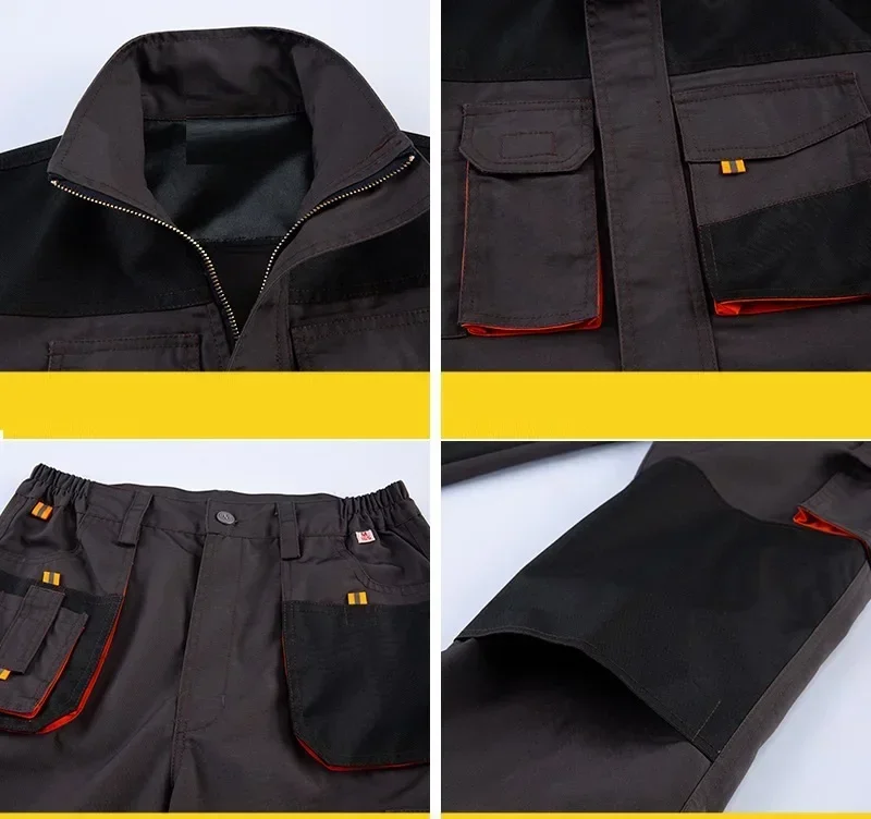 Work Clothing Men Jacket Pants Suit Wear-resistant Factory Labor Uniforms Tooling Auto Repair Work Coveralls Workshop Workwear