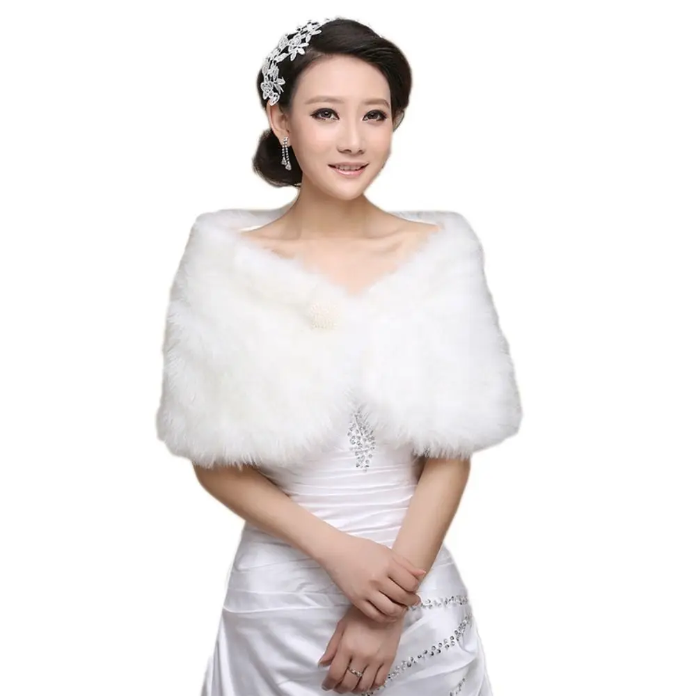 

Pearl Plush Bowknot Shawl Soft Cloak Korean Style Rabbit Fur Bow Scarves Clothes Decoration Party Shawl