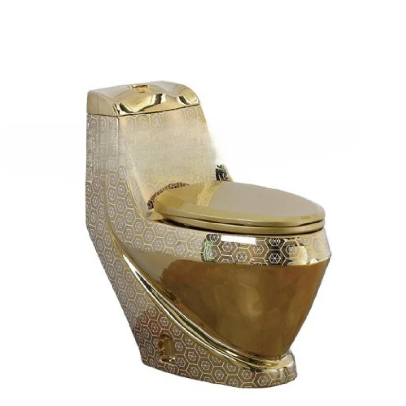 Electroplated gold one-piece toilet retro European bathroom gold dark pattern toilet