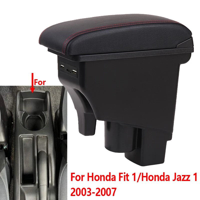 

For Honda Fit 1 Jazz GD1 GD3 2003-2007 Armrest Box Center Console Storage Box Interior Retrofit Parts Accessories with USB