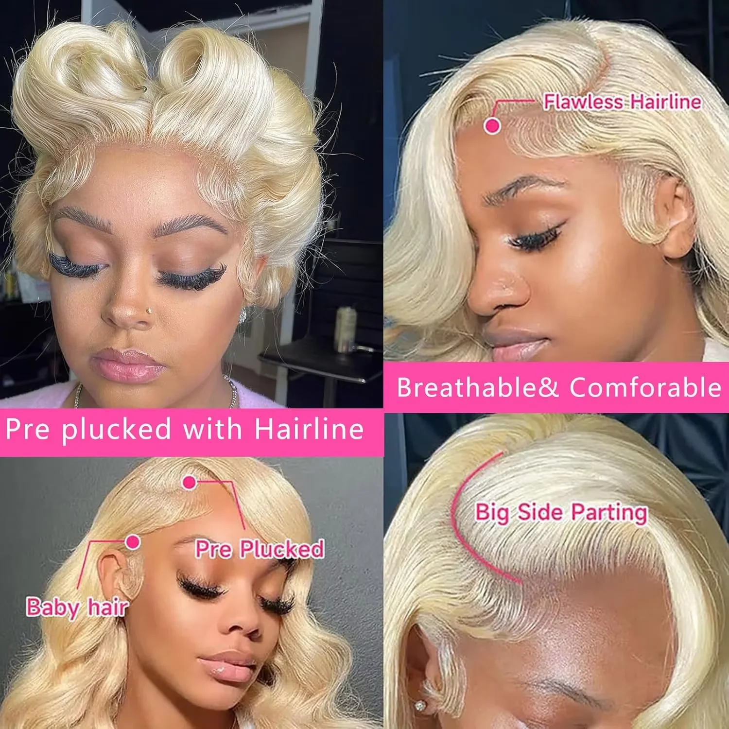 34 inch Peruvian Body Wave 613 Honey Blonde 13x4 HD Lace Front Human Hair Wigs For Women Glueless Lace Frontal Wigs Pre Plucked image 4