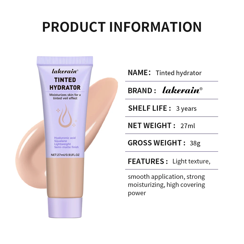 Maquillaje hidratante tintado de cobertura fuerte para mujeres, tono de piel uniforme, semimate acabado, hidratante Natural, cosmético saludable