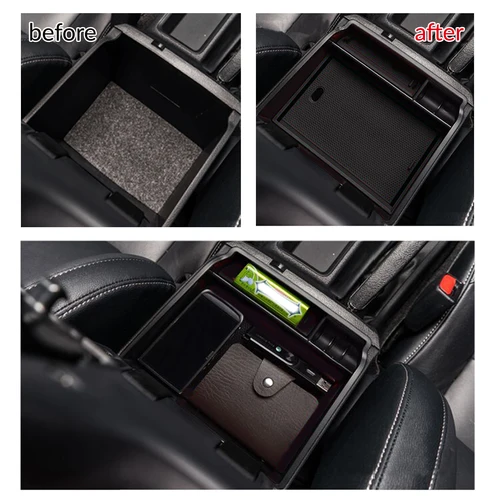Imagen 2 del producto Para Toyota Hilux 2023 2022 2021 2020 2019-2015 caja de almacenamiento de apoyabrazos de coche organizador de consola central contenedor accesorios de bandeja de monedas