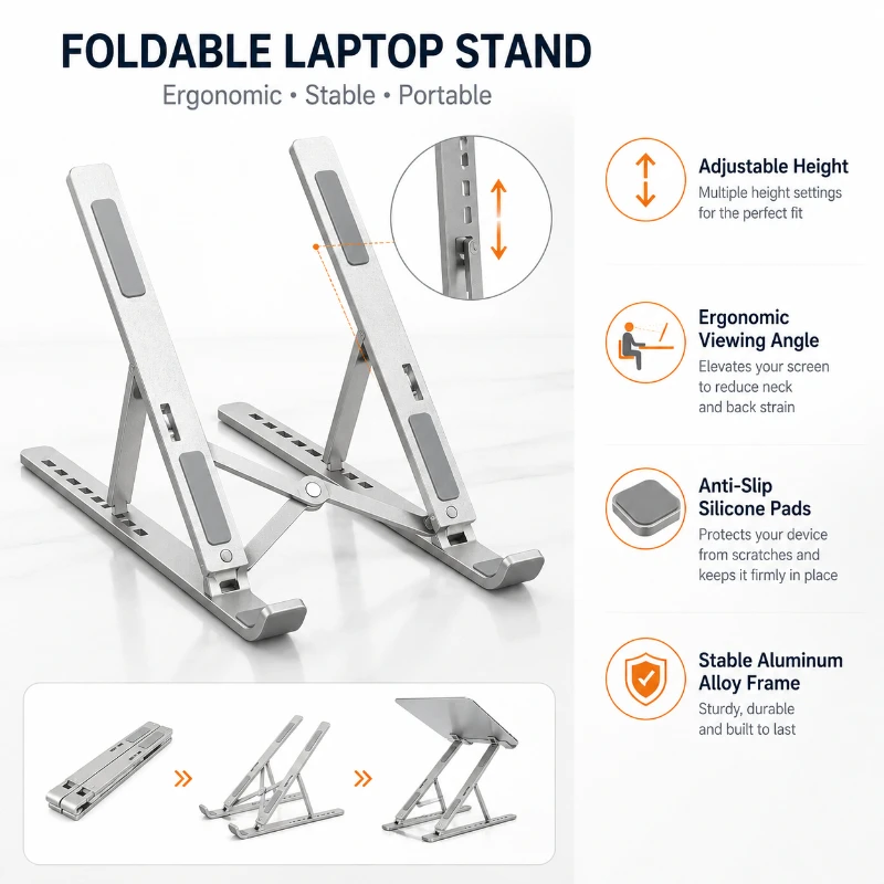 

N8 Aluminum Alloy Dual Layer Laptop Tablet Stand Foldable Height Adjustable Heat Dissipation Portable Support Base Stand