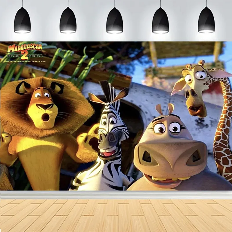 Happy Birthday Party Photography Backdrop Jungle Wildlife Baby Baptism Lion Africa Decoration Photo Studio Background HZ-01