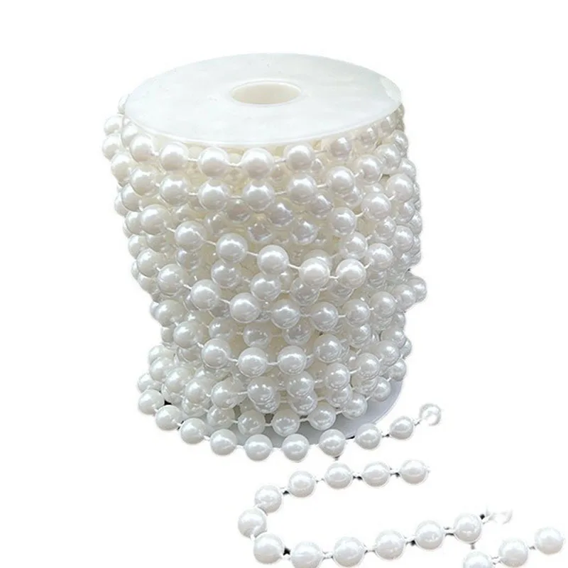 6.6-78.74 Feet Pearls String Beads Decors Φ6-14mm Faux Pearl Garland Roll Strand for Crafting String of Flower Wedding Valentine