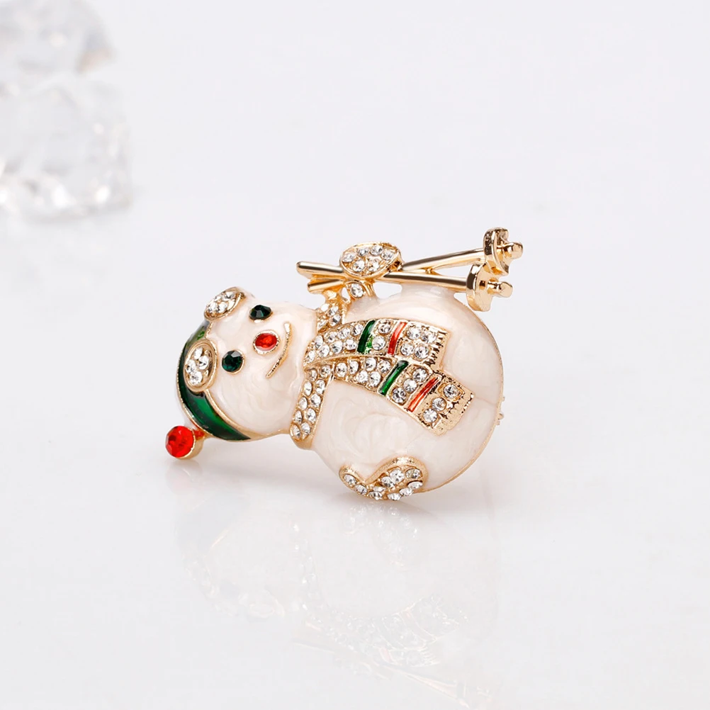 

3Pcs Xmas Snowman Brooch Pin Rhinestone Enamel Crystal Winter Coat Accessories Christmas Party Jewelry Snowflake Brooch