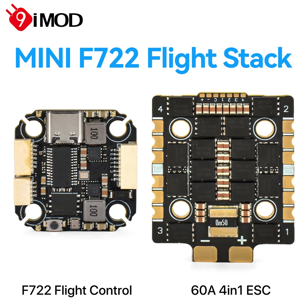 9IMOD F722 mini Flight Stack F722 Mini Flight Control 60A ESC 3-8S Lipo ICM42688 Gyro voor afstandsbediening FPV Racing Drone