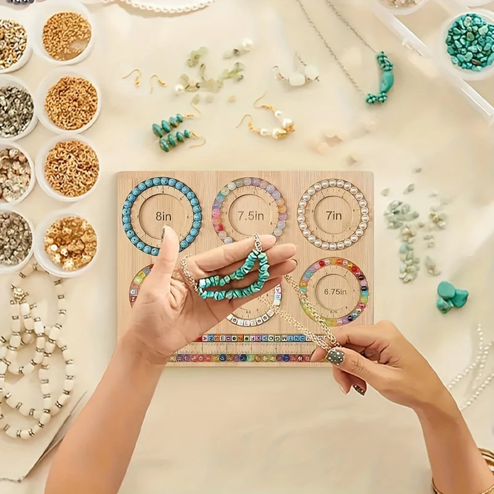 Wooden Beading Board For Jewelry Making Portable Beading Tray Multifunctional Bead Maker Bracelet Board For DIY Jewelry Crafting