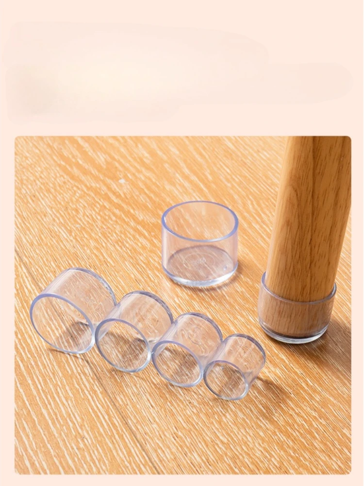 Transparente Anti Slip Table Foot Pad, cadeira Leg Cover, espessado, 4pcs