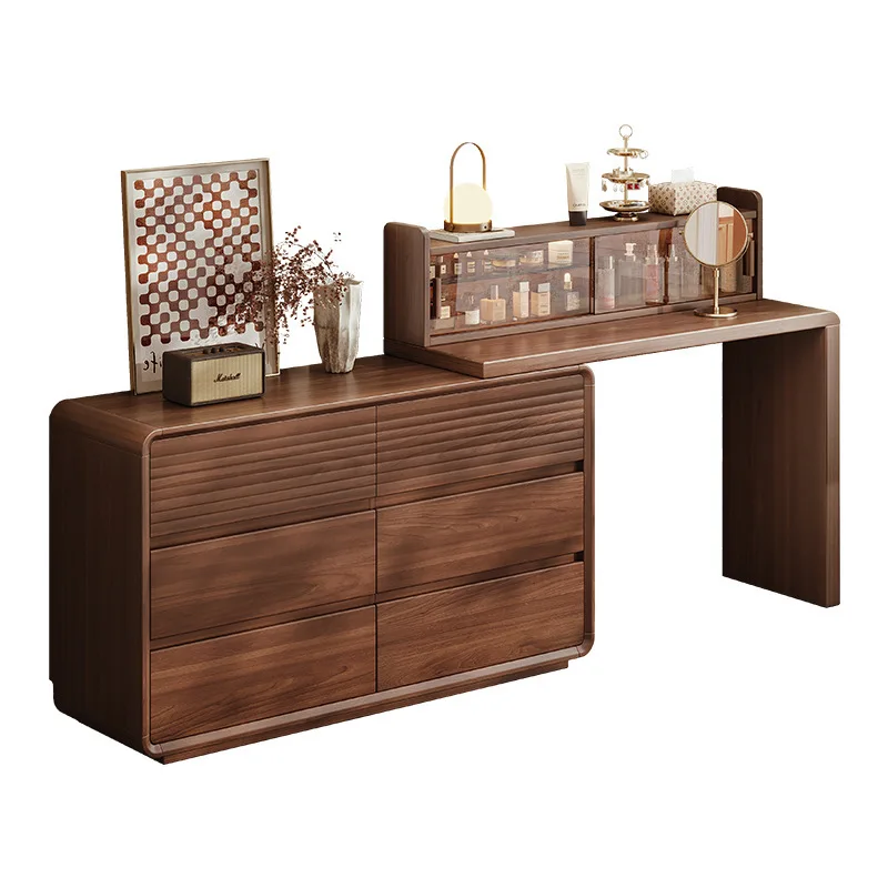 

Wooden dresser, chest and cabinet integrated, modern simple makeup table, antique style, bedside storage cabinet
