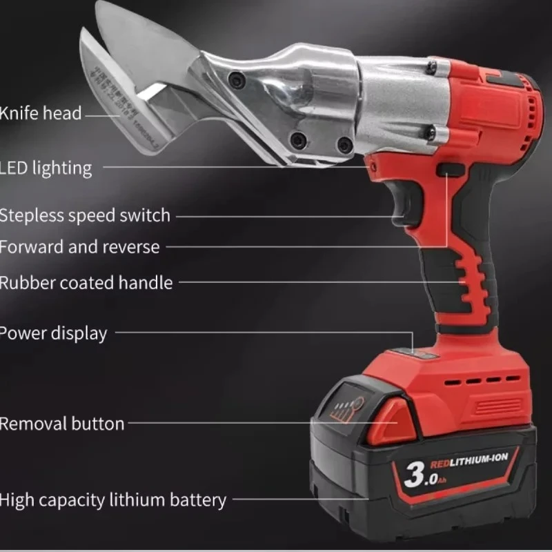 Tijera de hierro eléctrica sin escobillas, cizalla de Metal inalámbrica de 400W, 2 velocidades variables con herramienta eléctrica de luz LED para batería Milwaukee de 18v