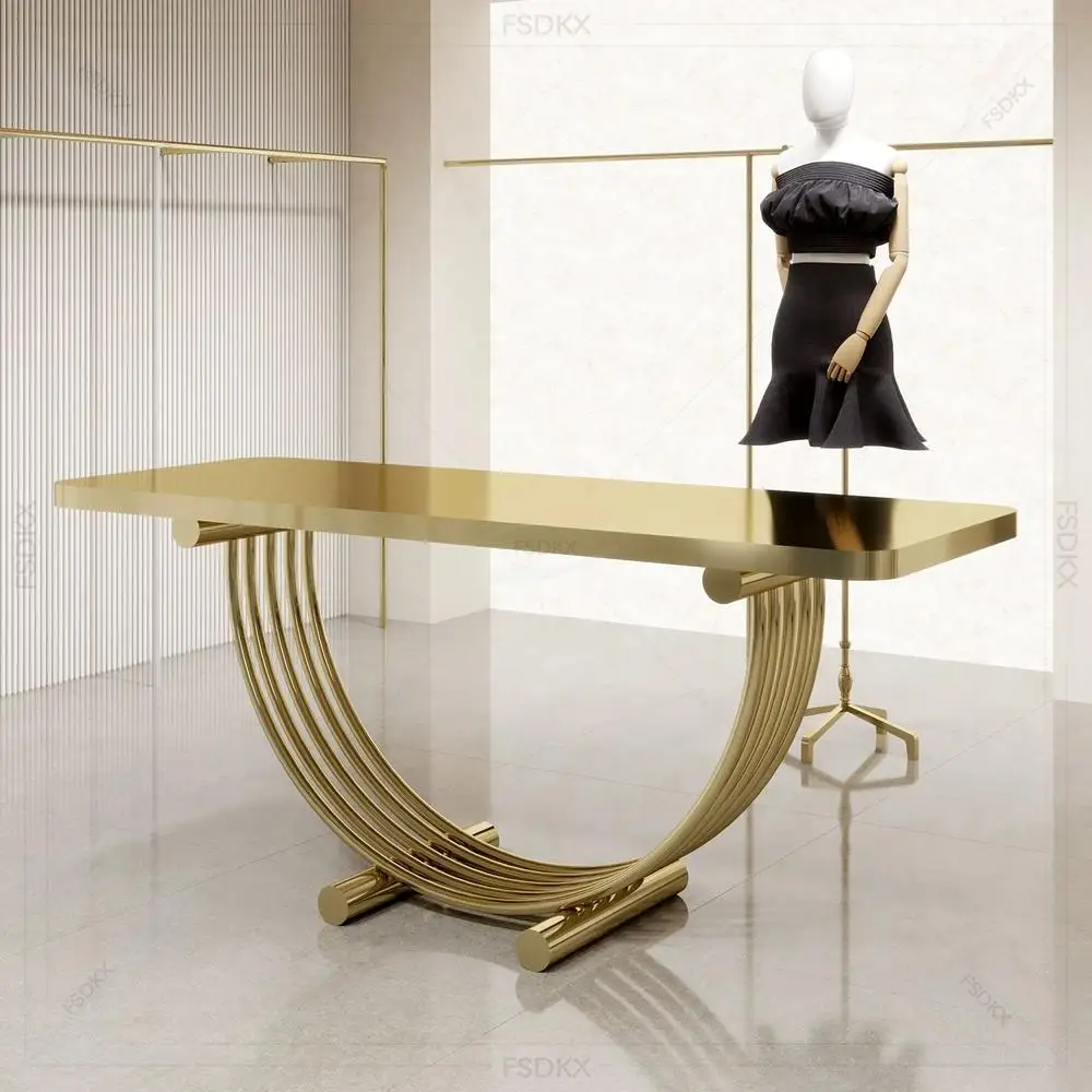 FSDKX Wedding Long Gold Steel Head Table for Events Decor