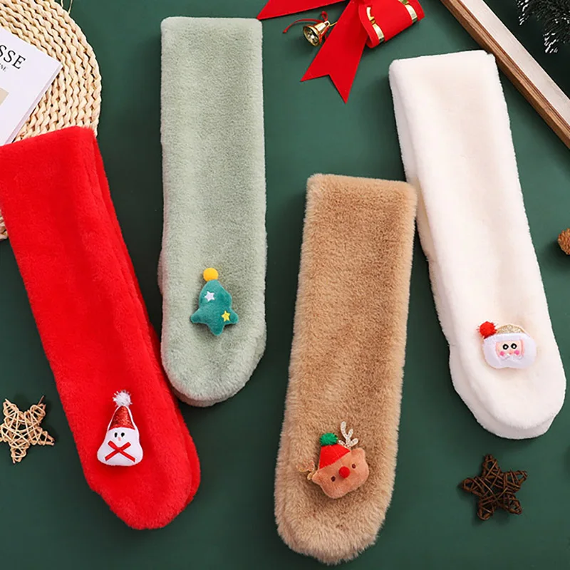 

Kids Christmas Scarf Cute Santa Claus Deer Candy Boy Girl Winter Thick Warm Neck Cover Children Anti-Cold Neckerchief Xmas Gifts