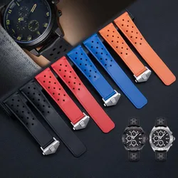 22mm Breathable Silicone Watchband for TAG heuer F1 CAZ201 WAZ2113 CAZ1010 Watch Strap Soft Rubber Bracelet and folding buckle