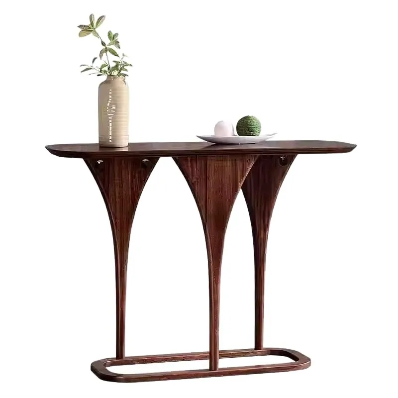 

Simple and modern foyer table Nordic door-to-door view table against the wall Ebony wood furniture All solid wood entrance table
