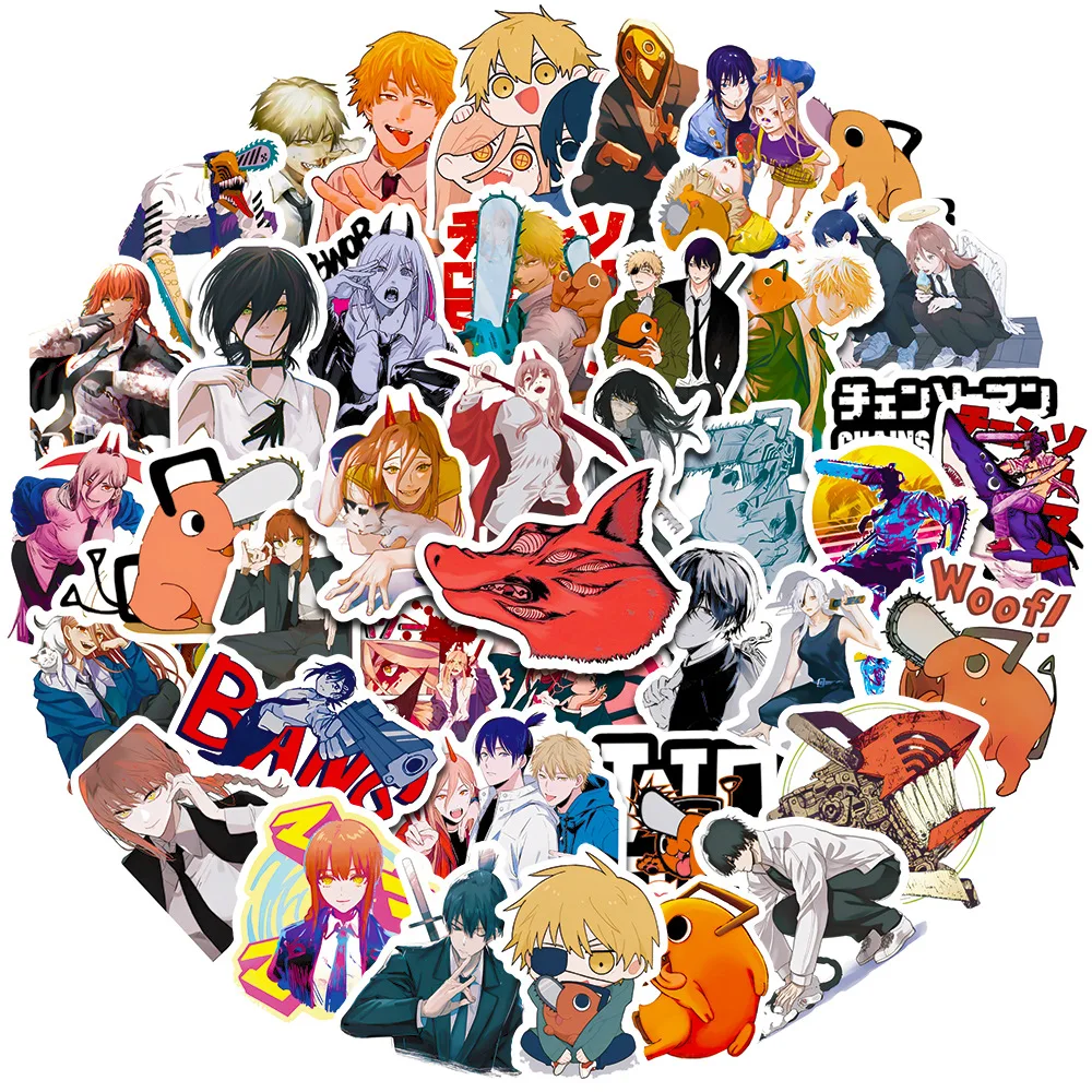 10/30/50Pcs Anime Chainsaw Man Graffiti Stickers Toys for Phone Laptop Guitar Motorcycle Luggage Decals Bike Wall Sticker Gift