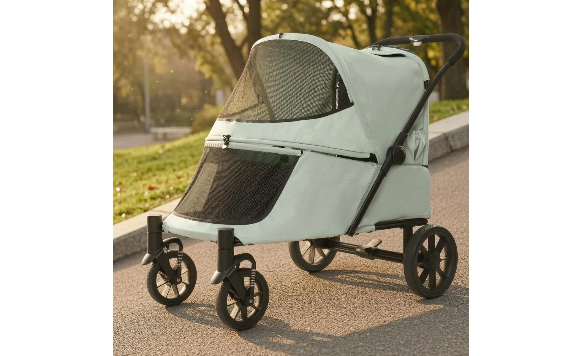 Folding Dog Stroller Single-Press Fold Soft-Sided Pet Stroller Ventilated