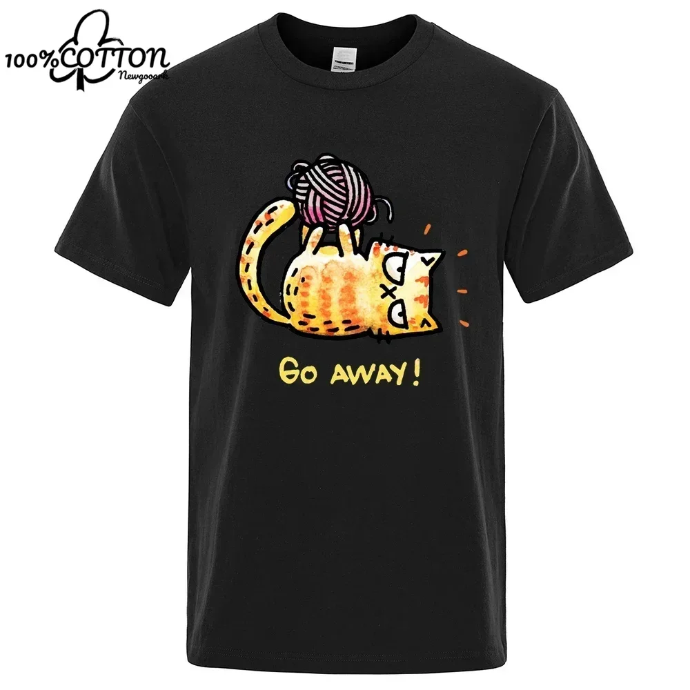 Angry Cat Go Away T-shirt Men Women O-Neck Casual Vintage Fashion Graphic Harajuku Cute Printed Streetwear Summer Unisex Tees