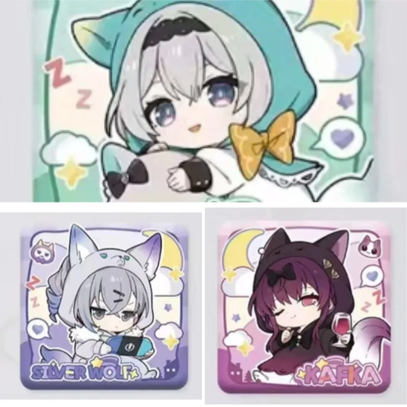Honkai Star Rail Game Square Brooch Surrounding Silver Wolf Kafka Robin Firefly Girls' Dormitory Series Cosplay Q Version Pins