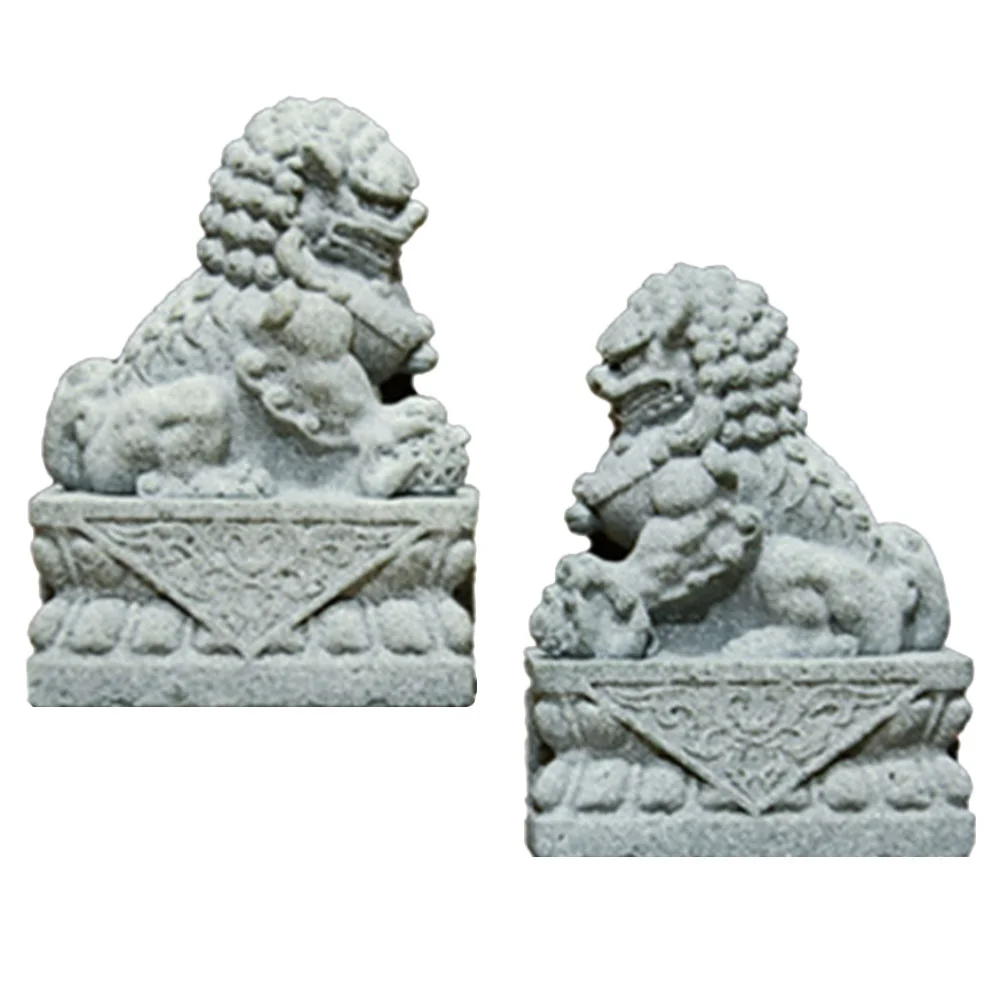 2pcs Mini Lion Figurine Stone Lion nament Decorative Statue Home Decor Miniature Model Tabletop Adornment Lion Desktop