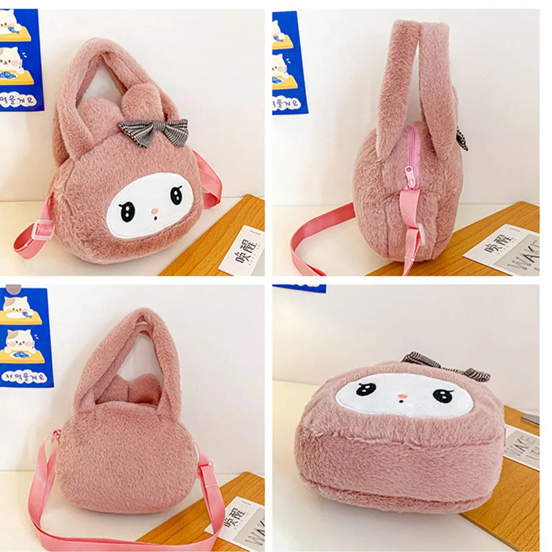 Kawaii Sanrio Shoulder Bag Kuromi My Melody Plush Makeup Bag Storage Bag Cartoon Lolita Handbag Tote Pack for Girl Birthday Gift